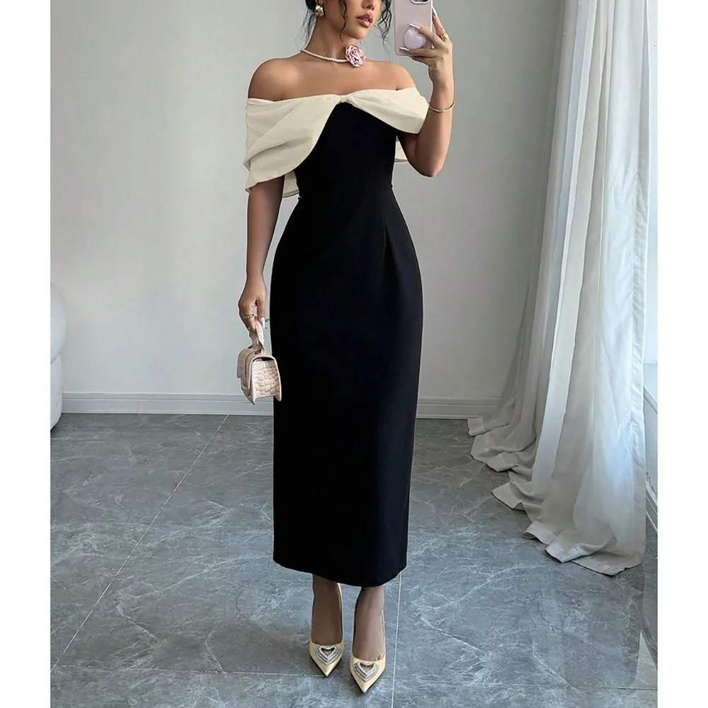 

Customized Simple Off-the-shoulder Straight Evening Party Dresses Formal Occasion Banquet Prom Gowns Dresses Sizes Available
