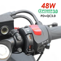 Cargador de teléfono PD + QC3.0 de carga rápida de 48W, enchufe USB para motocicleta, soporte de montaje de manillar impermeable, adaptador de corriente de 12V-24V