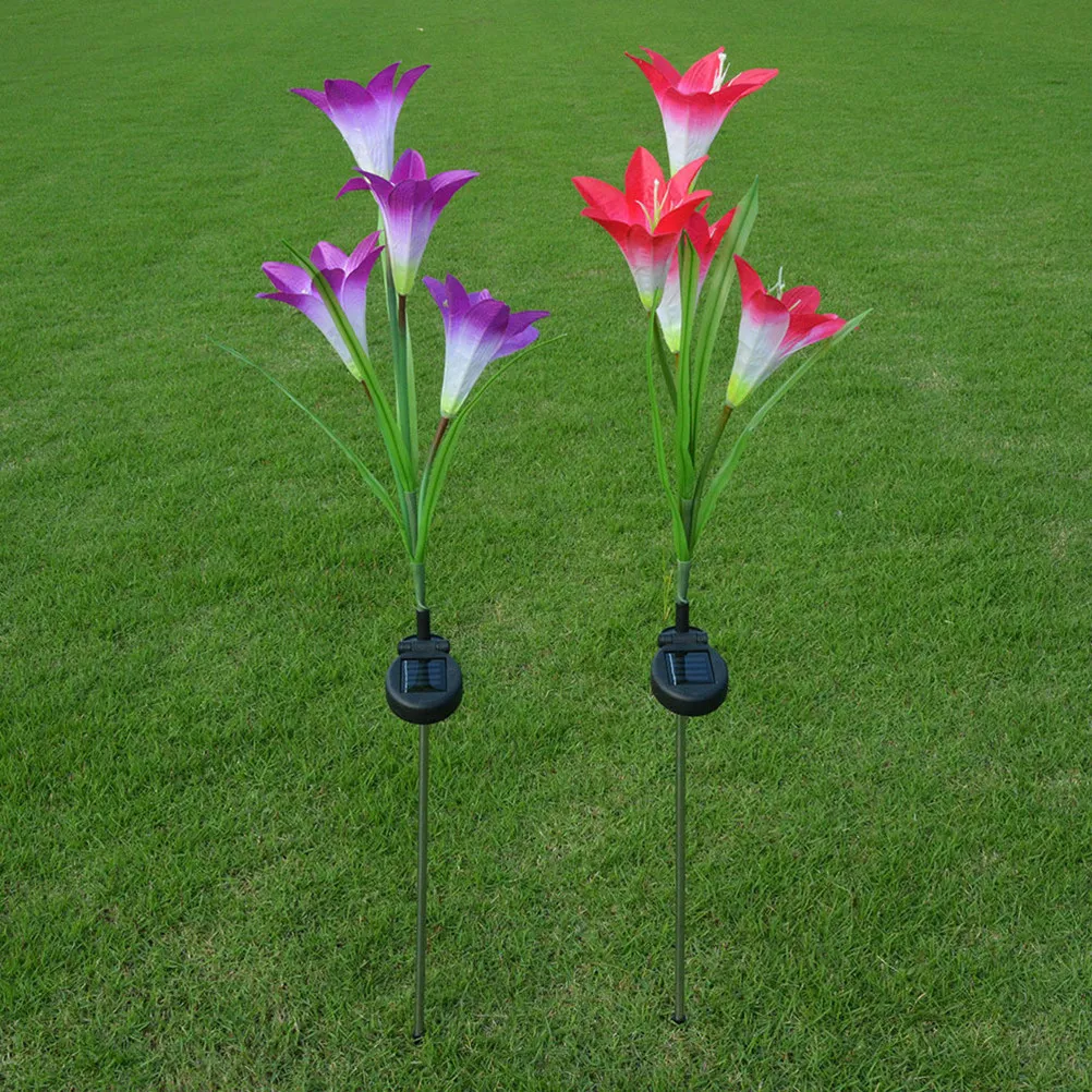 

Solar Garden Stake Led Lights Purple Flower Design Outdoor Auto-On At Dusk For Yard Lawn Decor Solar Light For Garden