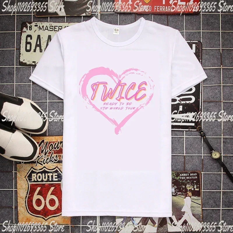 Kpop Twice Lovely T-shirt Short Sleeve Ready To Be Album Photo Printing Tshirt for Women TZUYU SANA MINA JIHYO NAYEON MOMO DAHYU