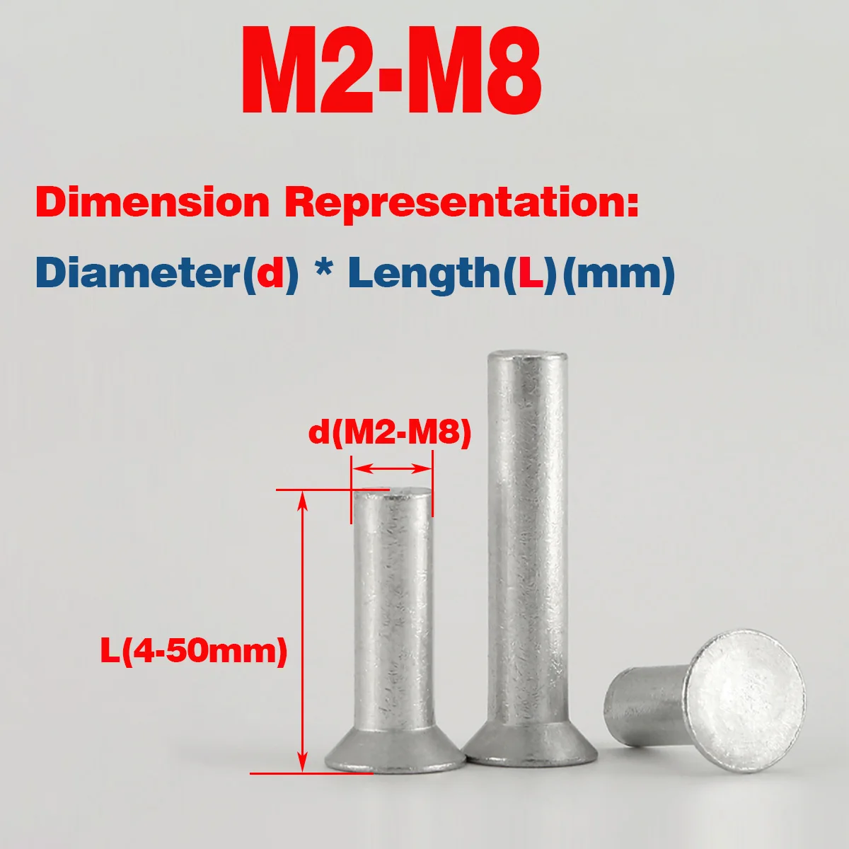 Aluminum Countersunk Head Rivet / Percussive Flat Head Solid Rivet M2M3M5M8