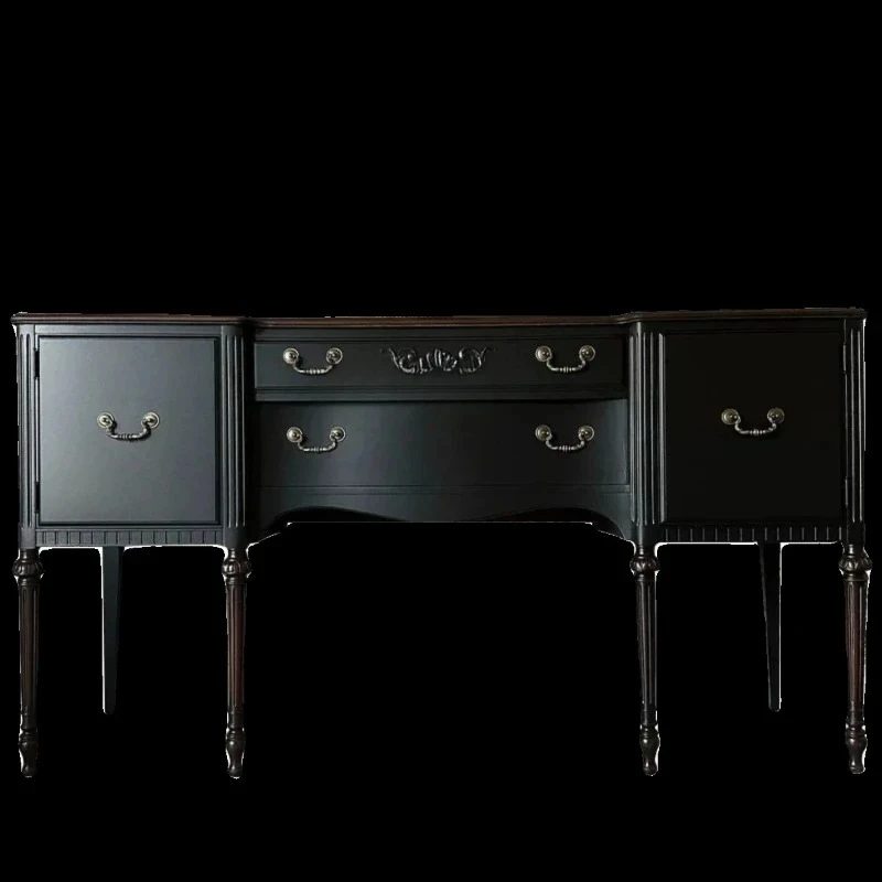 

French carved entrance cabinet integrated against the wall shoe cabinet household living room locker solid wood entrance table