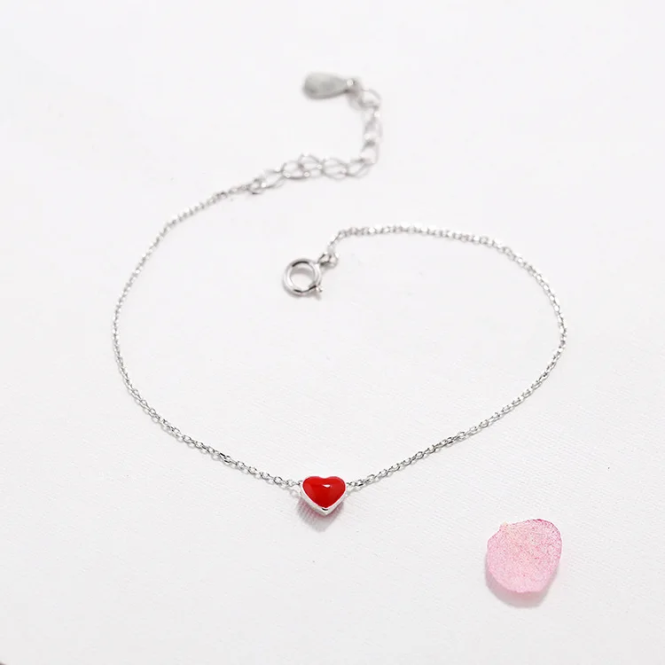 Nouveaux bijoux à la mode, beaux Bracelets en argent Sterling 925, en forme de cœur rouge, personnalité Simple, doux