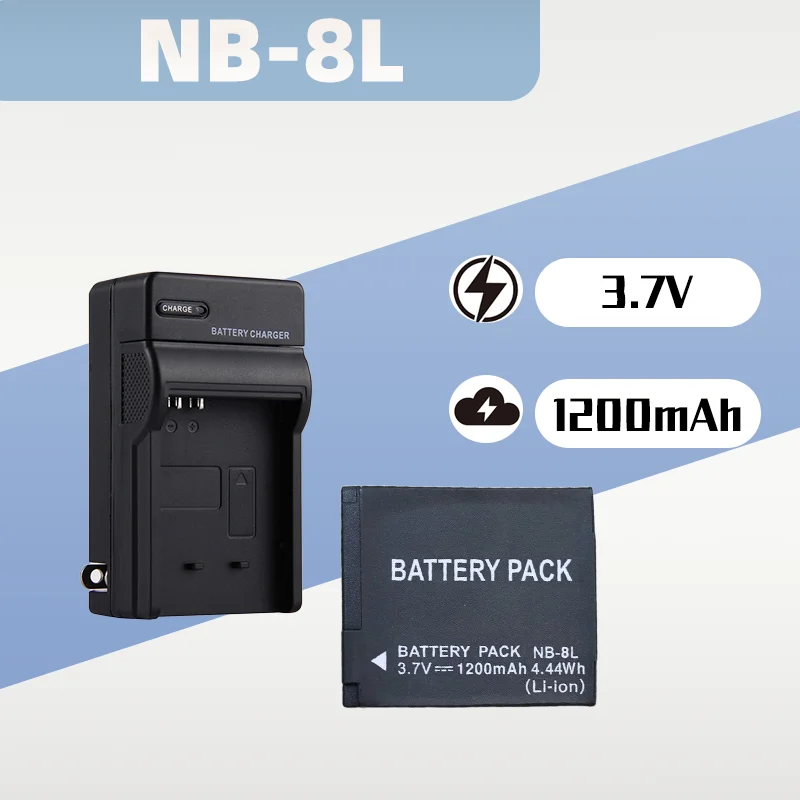

3.7V 1200mAh NB-8L NB 8L NB8L Li-ion Battery + Charger for Canon PowerShot A3300 A3200 A3100 A3000 A2200