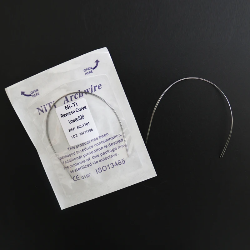 2Packs 4Pcs Dental Reverse Curve Niti Arch Wire Round Rectangular Wire (1Pack Upper+1Pack Lower)