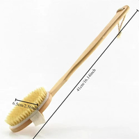 Natural Bristles Back Scrubber Shower Brush with Detachable Long Wooden Handle Dry Skin Exfoliating Body Massage Bath Brushes