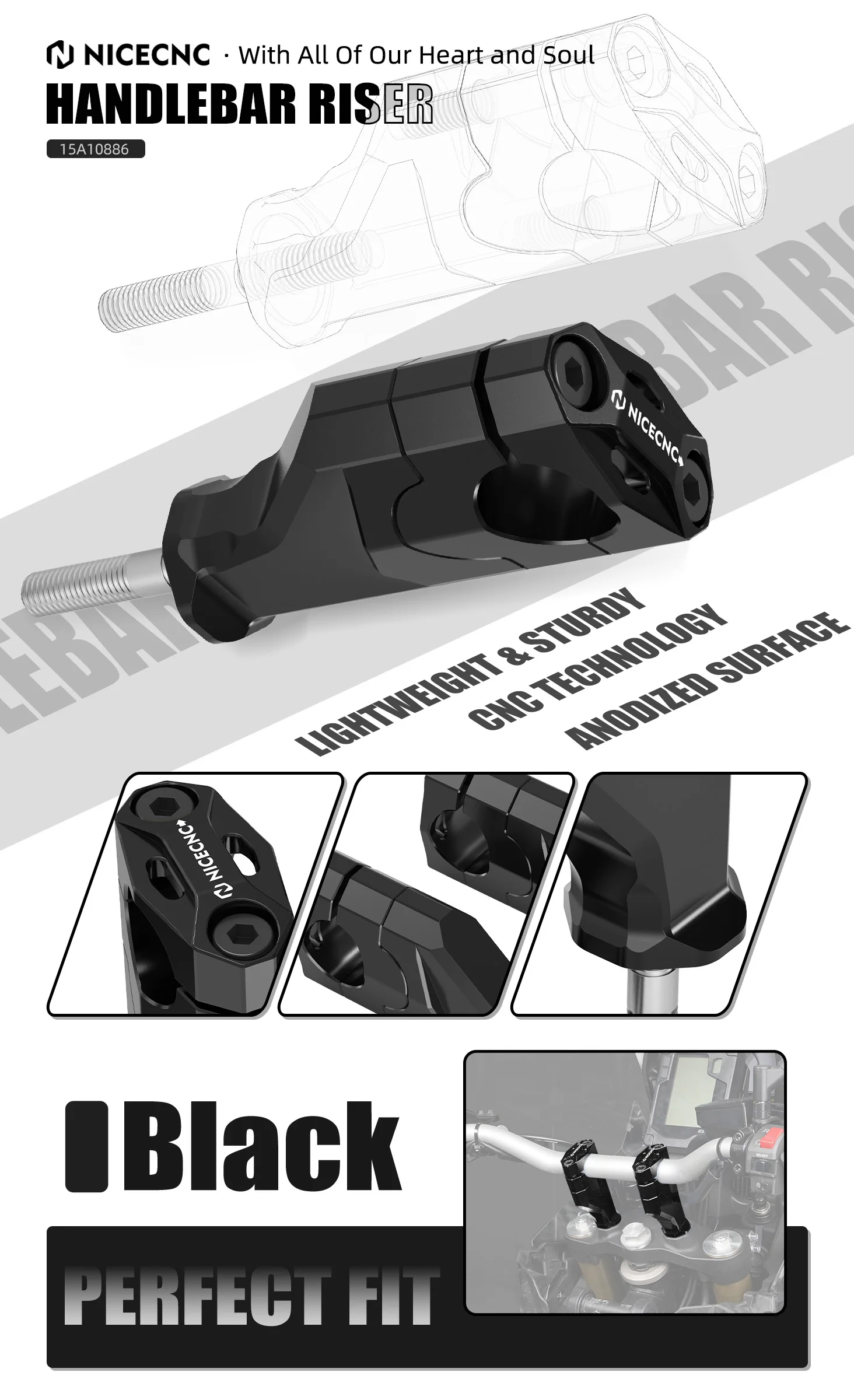 NICECNC 20 mm Lenkererhöhungen für Yamaha Tenere 700 /XTZ700 2019–2024 Tenere 700 Rally Edition 20–24 Tenere 700 World Raid 2022 – Detail 6
