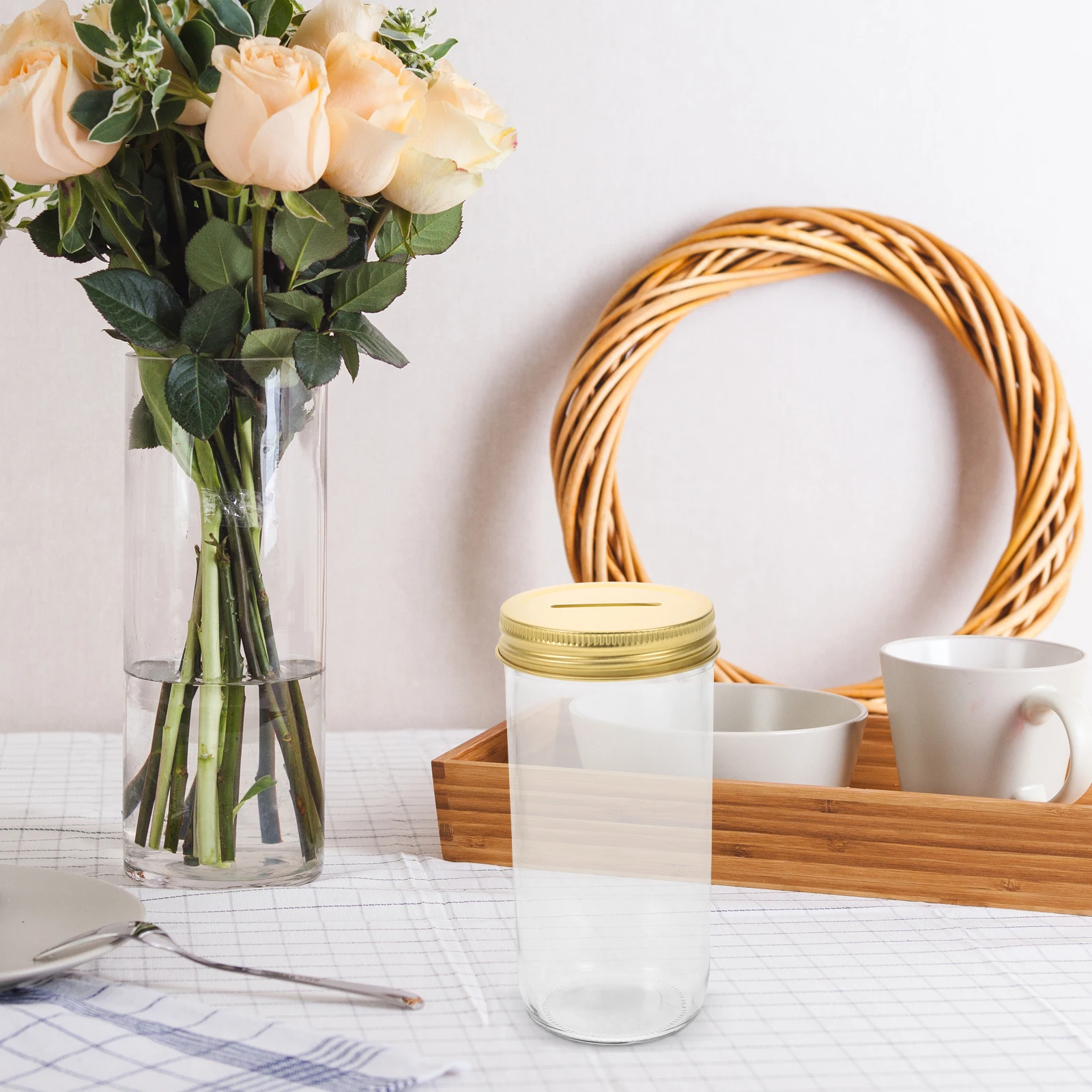 

12pcs Metal Coin Slot Tinplate Canning Bank Caps Reusable Coin Bank Tops 70Mm Storage Lids For Regular Mouth Jars Mason