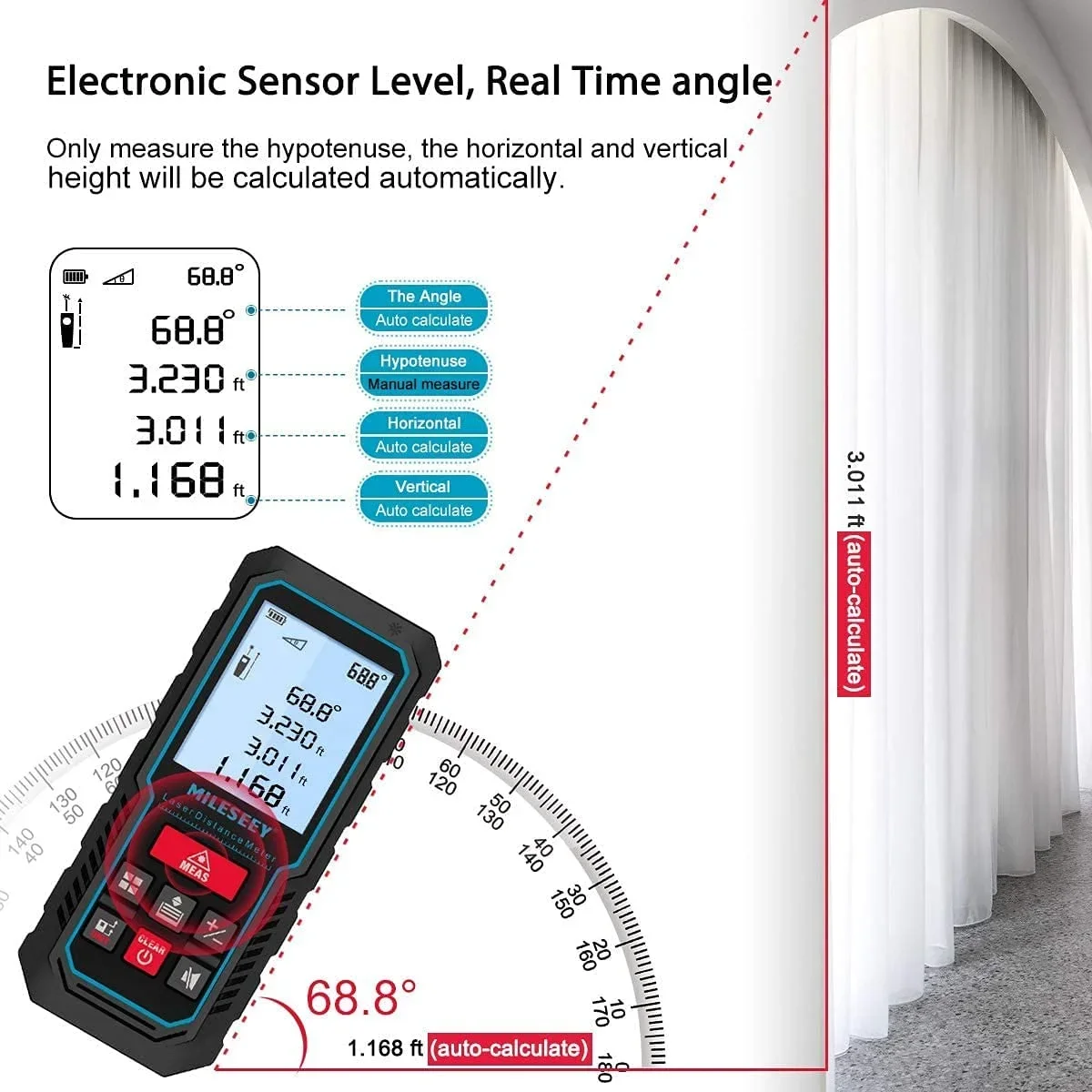 Mileseey Meter Distance Wireless Version Durable Home Decoration Measure