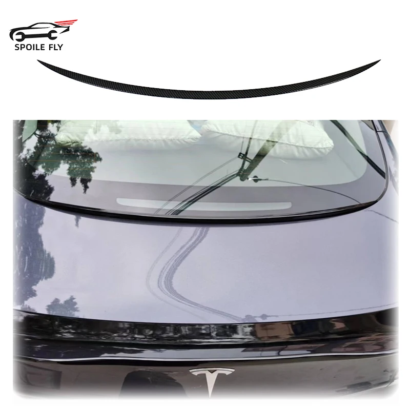 2016 To 2023 For Tesla Model 3 Car Rear Rain Shelter Mid Spoiler Trunk Wing Lip High-performance Styling By Gloss Black ABS