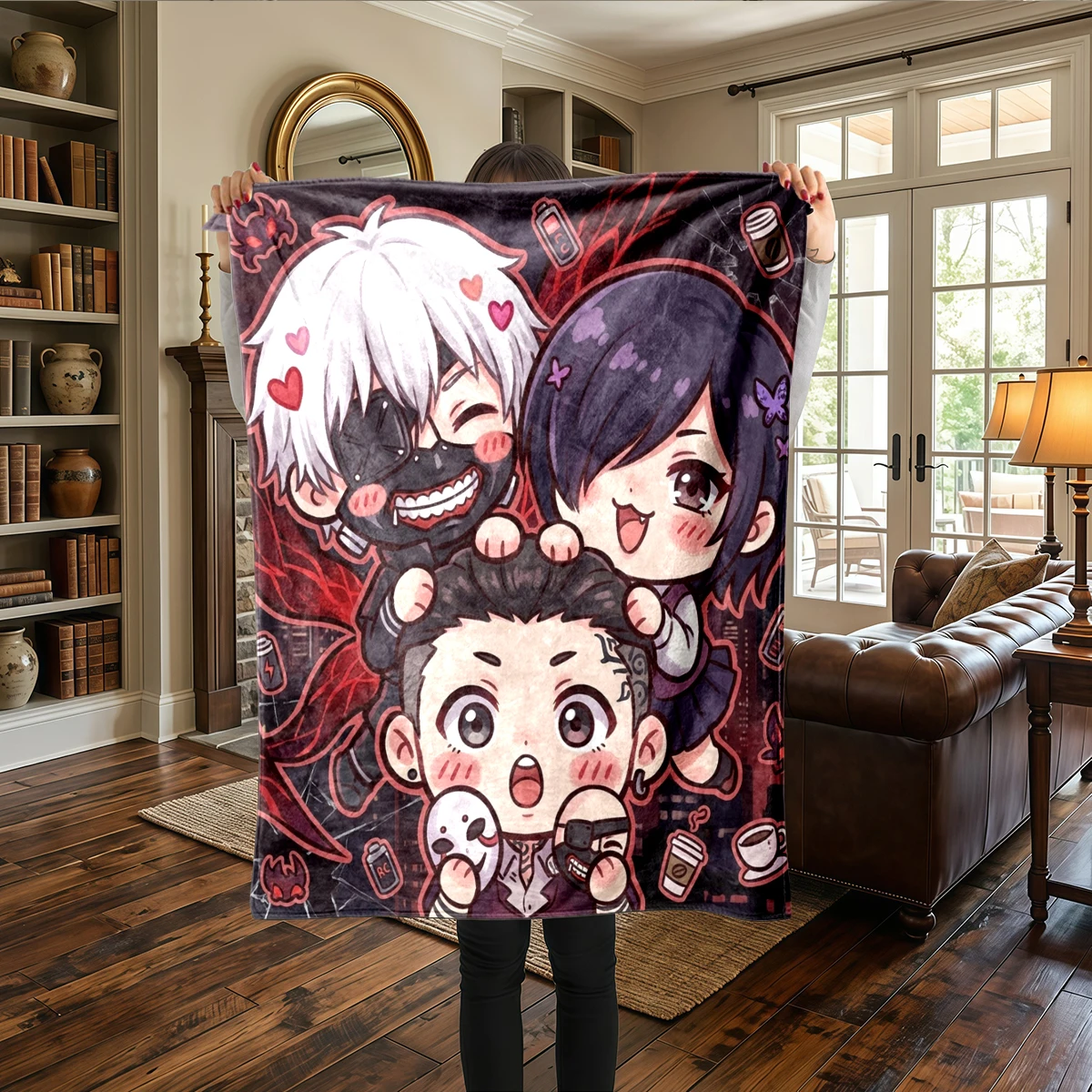 Tokyo Ghoul Warm Comfortable Flannel Blanket Printed, Fits Bedrooms, Chairs, Travel -HE72