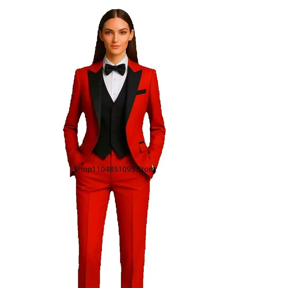 Zdjęcie 7: Elegancki damski garnitur 3-częściowy: marynarka, kamizelka, spodnie. Formalny, do biura, smart casual, damskie spodnie, damskie komplety.