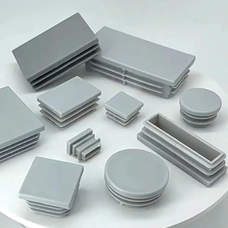 Gray PP Plastic Round/Square Tube Plug Blanking End Caps  Inner Plug Table and Chair Foot Pad Anti-slip