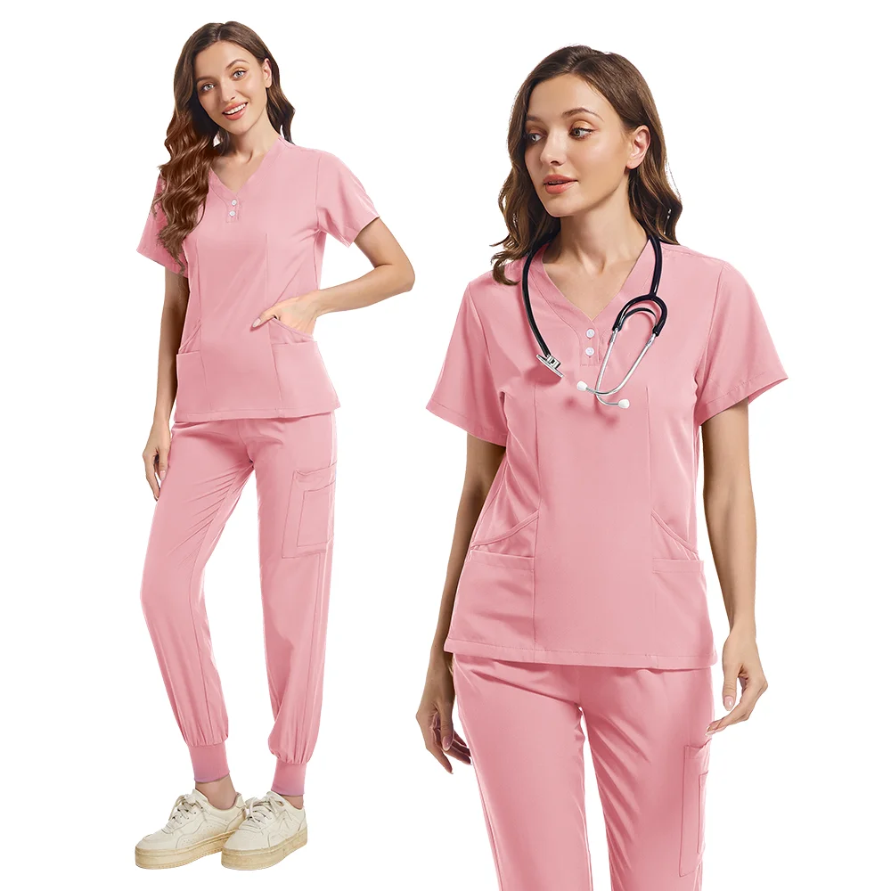 抗シワ洗えるソフト病院制服ホット販売ペット獣医ナーススクラブセット女性医療スクラブセット女性医療アクセサリー