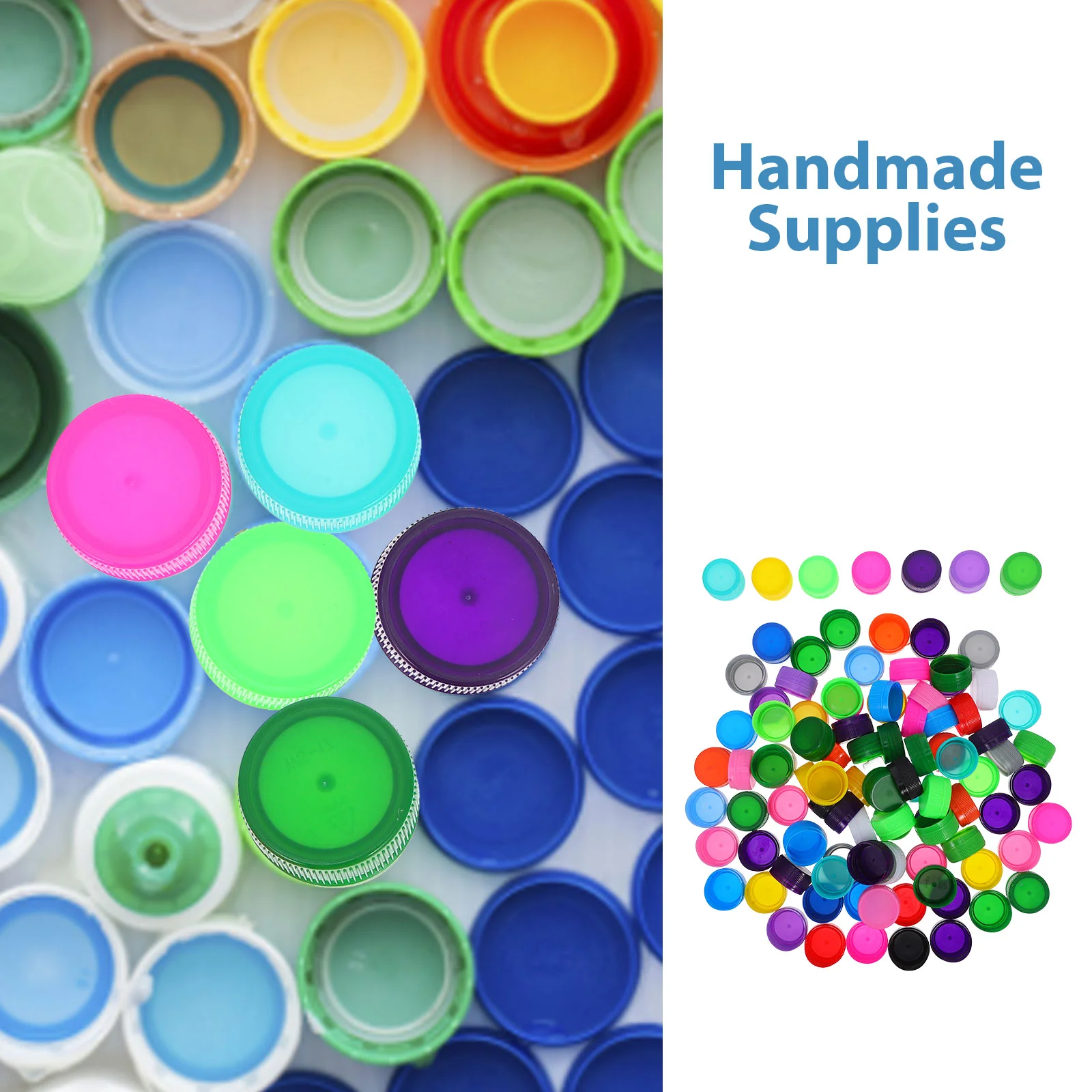 100pcs Colorful Bottle Cover Kids DIY Plastic Bottle Caps Bottle Lids Handcraft Material for Kindergarten DIY Craft Projects