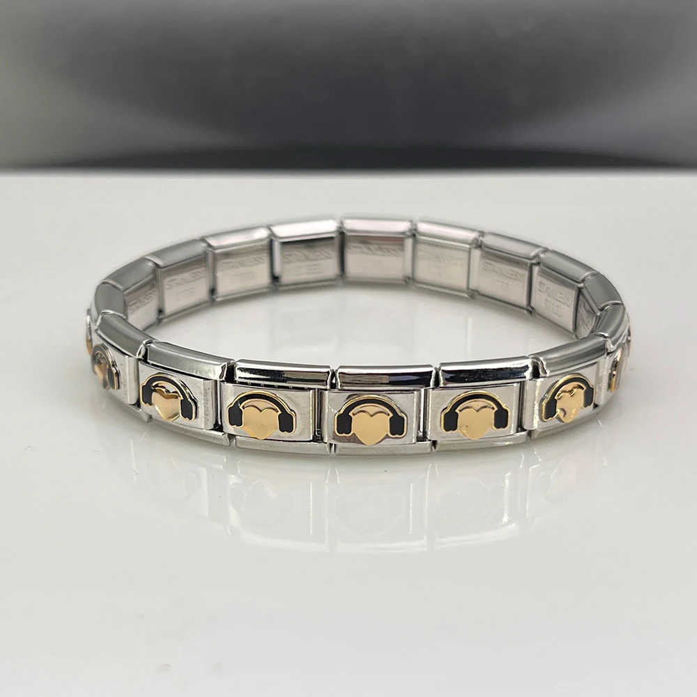Fashion Italian Bracelet Yoga Swimming Ball Charm Links Hand Chain Stainless Steel Elastic Bangle DIY Making Jewelry Gift Women