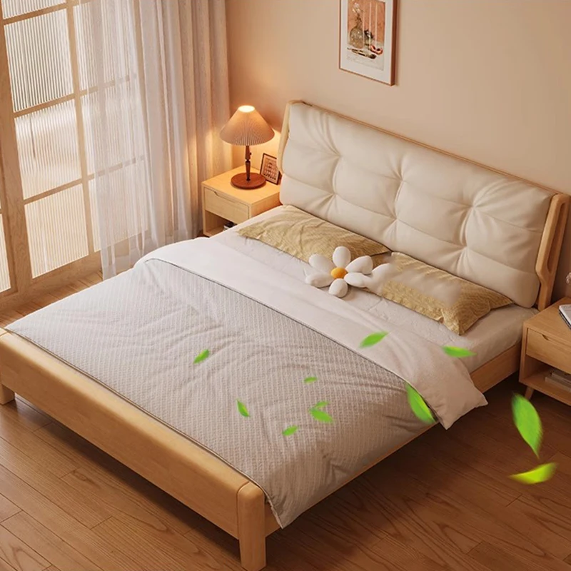 Mortise Tenon Structure Bed Nordic Style Luxury Modern Double Bed Minimalist Design Letto Matrimoniale Bedroom Furniture