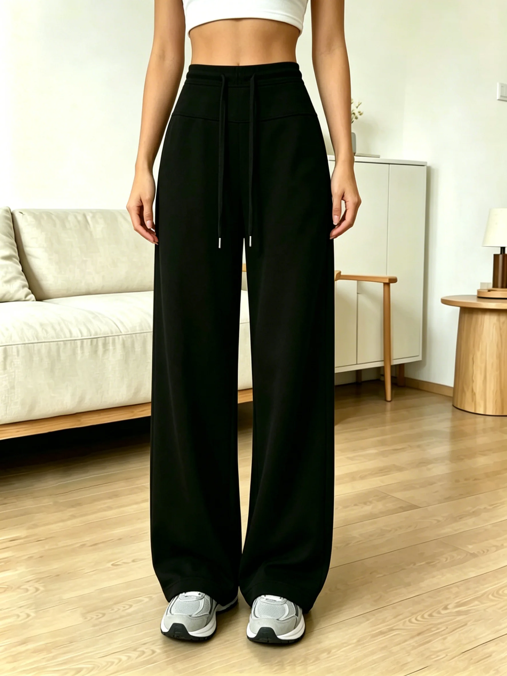 

Women's high waist straight sweatpants casual drawstring slacks are suitable for daily home commuting and so on.