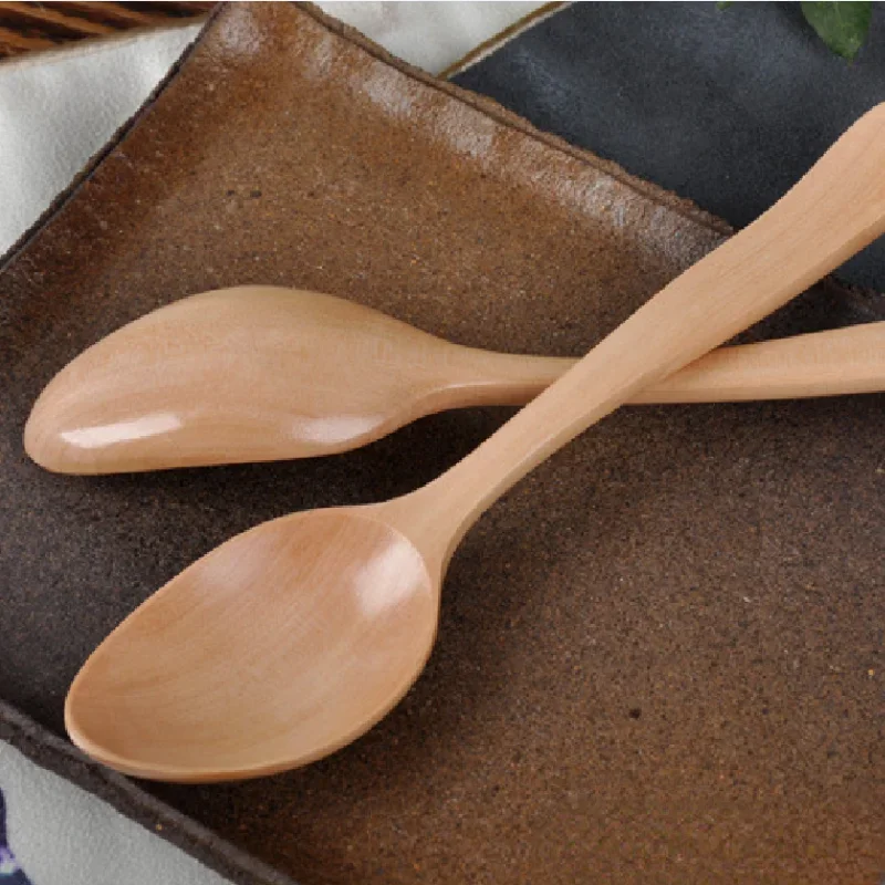 Retro Wooden Spoon Kitchen Cookware Tool Soup Tea Spoon Dining Kitchen Wooden Spoon