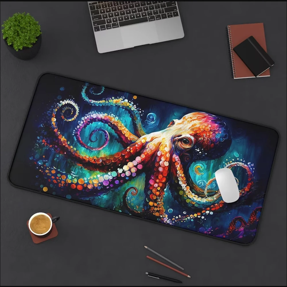 Game mouse pad art marine life shark octopus pattern home office notebook desk pad can be washed and not fade XXL