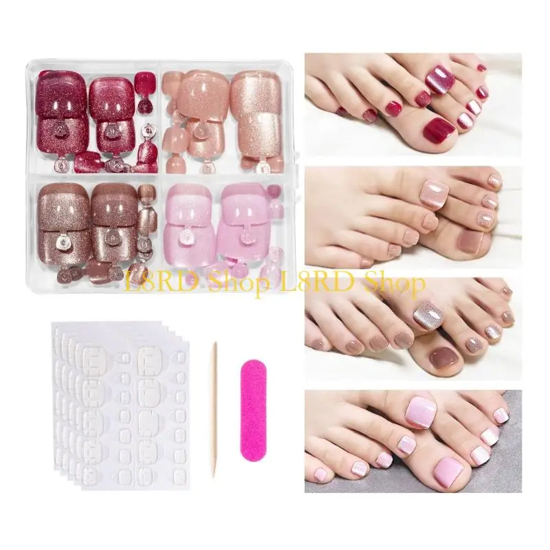 

L8RD Full Cover Toenails Press on Toenails on Toe French Tips Fake Toenail