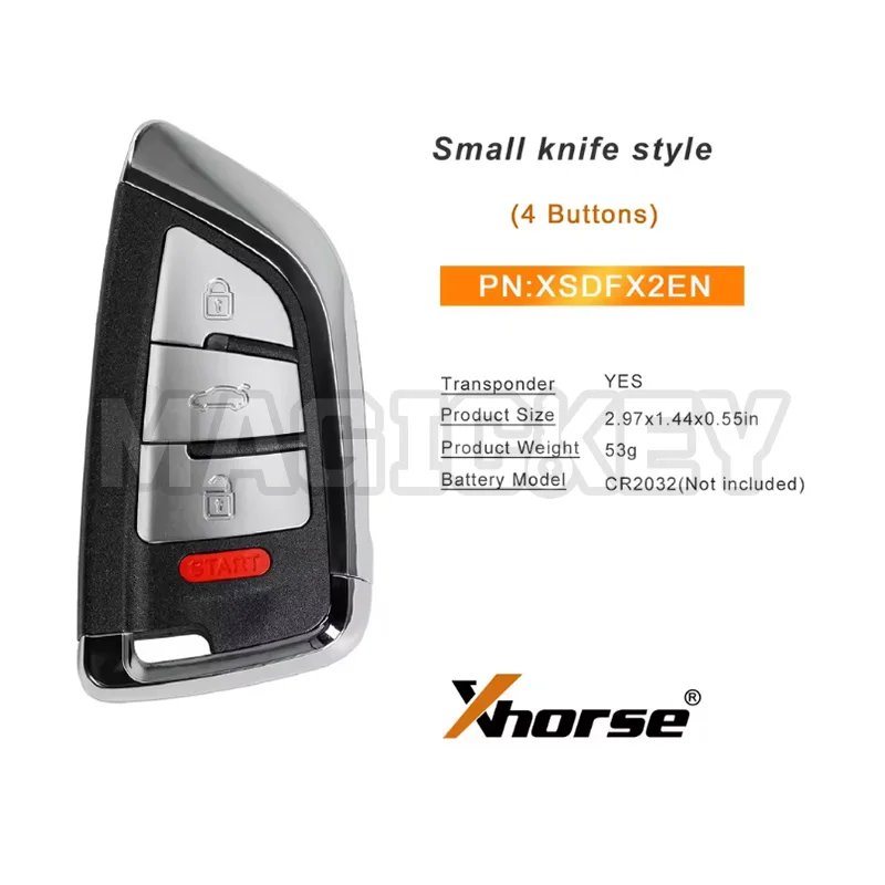 XHORSE XSDFX2EN Estilo Faca Pequena 4 Botões Série XS Chave Inteligente Universal 1pcs