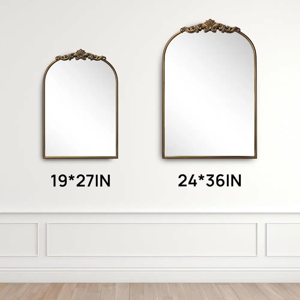 24x36 Vintage Gold verzierter Barockspiegel mit antikem Messingrahmen, ideal für Eingangsbereich, Kamin, Wohnzimmer, Flur oder Badezimmer