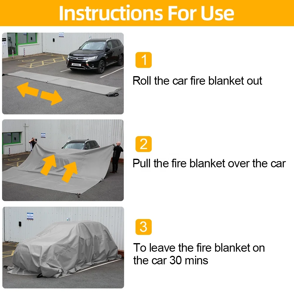 China manufacture quality fiberglass charging stations Electric vehicle car fire blanket image 4