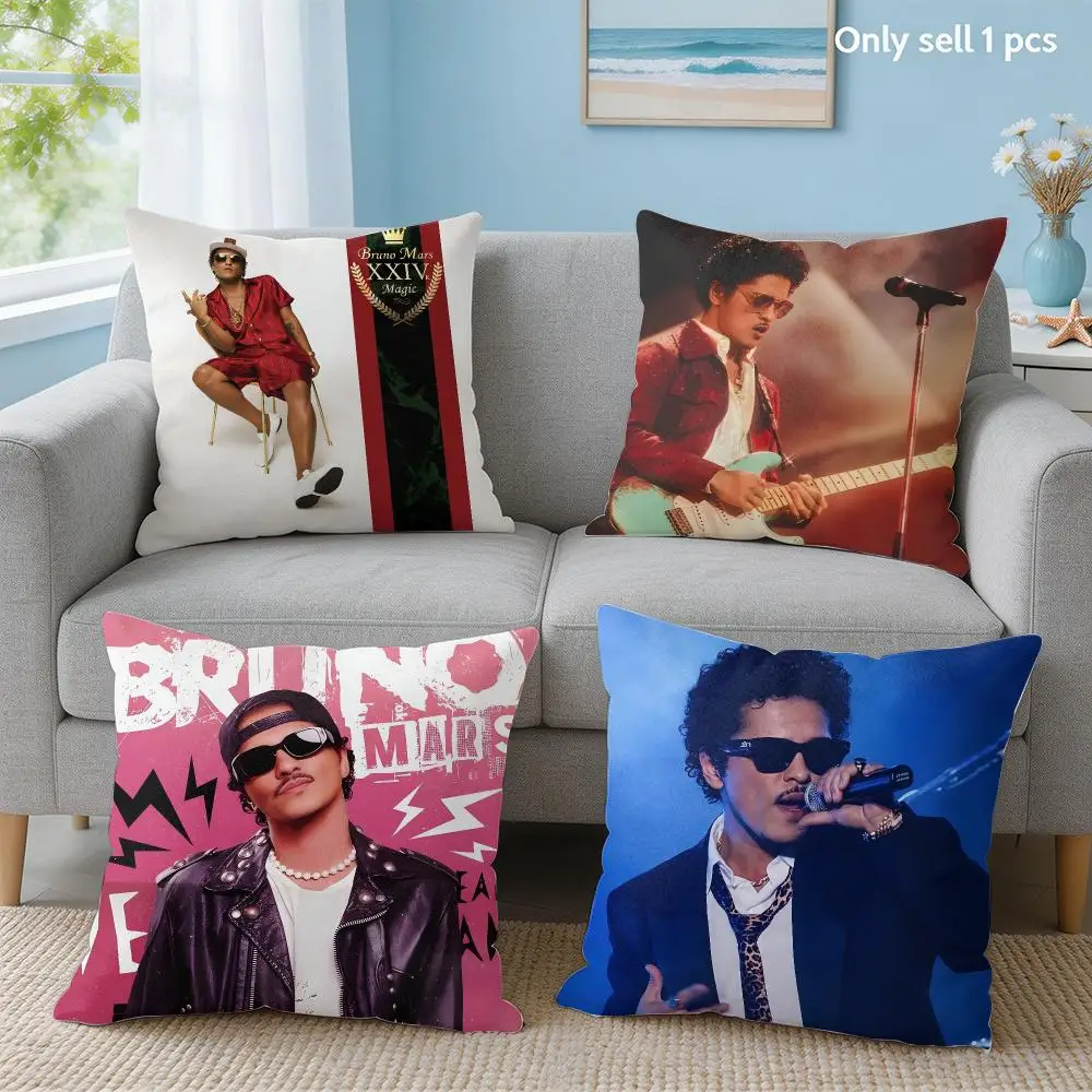 Singer B-Bruno Mars Cushion Cover Soft Short Plush Throw Pillow Cover Hidden Zipper Cutecore Sofa Bedroom Home Decor