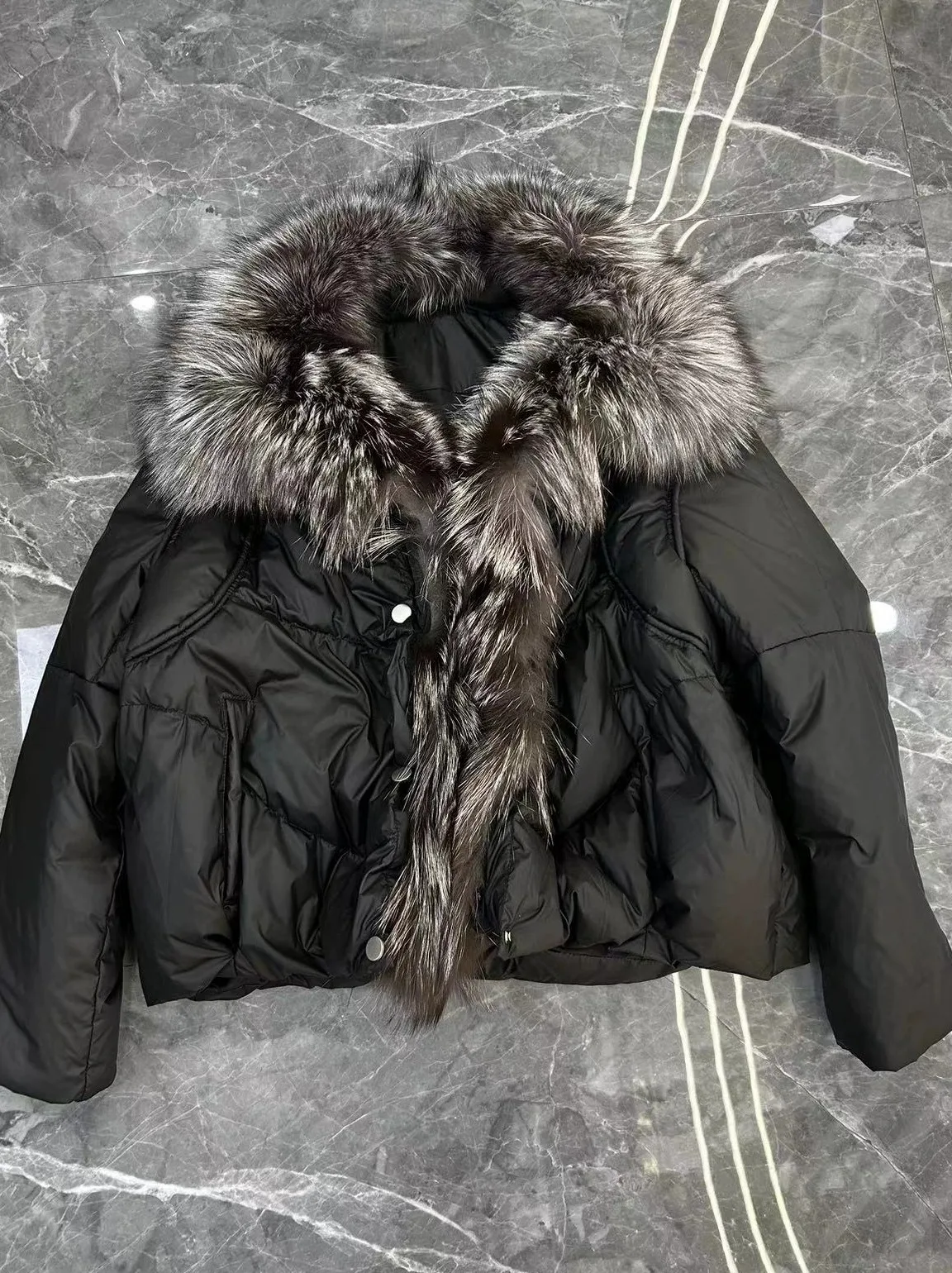 New Fashion Winter Women White Duck Down Jacket Thick Warm Loose Coat Natural Real Fox Fur Collar Luxury Outerwear