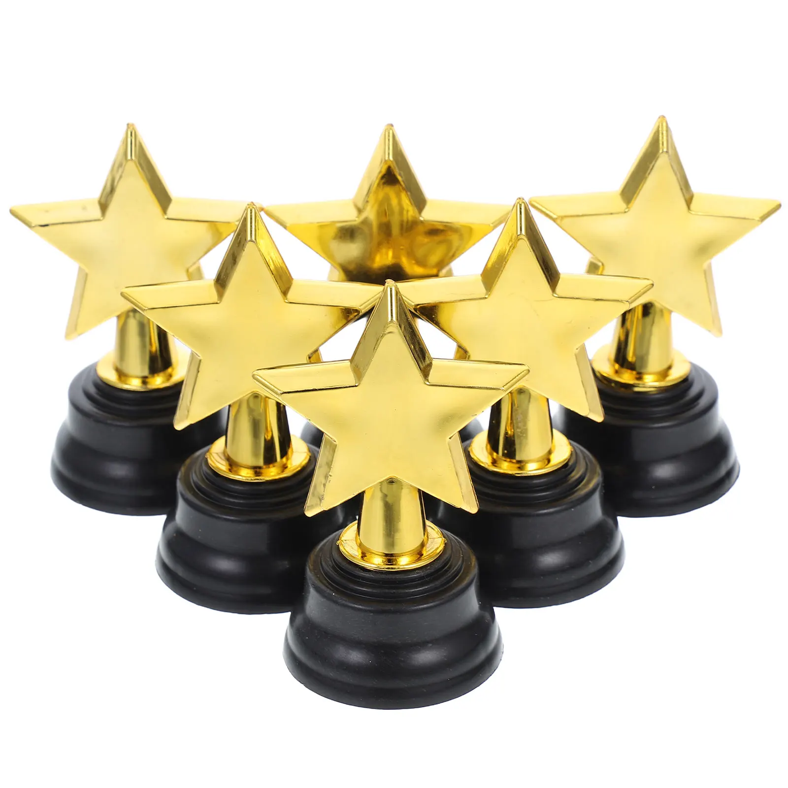 

6pcs Five-pointed Star Trophies Mini Plastic Awards Kids Party Favors Ceremonies Props Competitions Graduation Gifts
