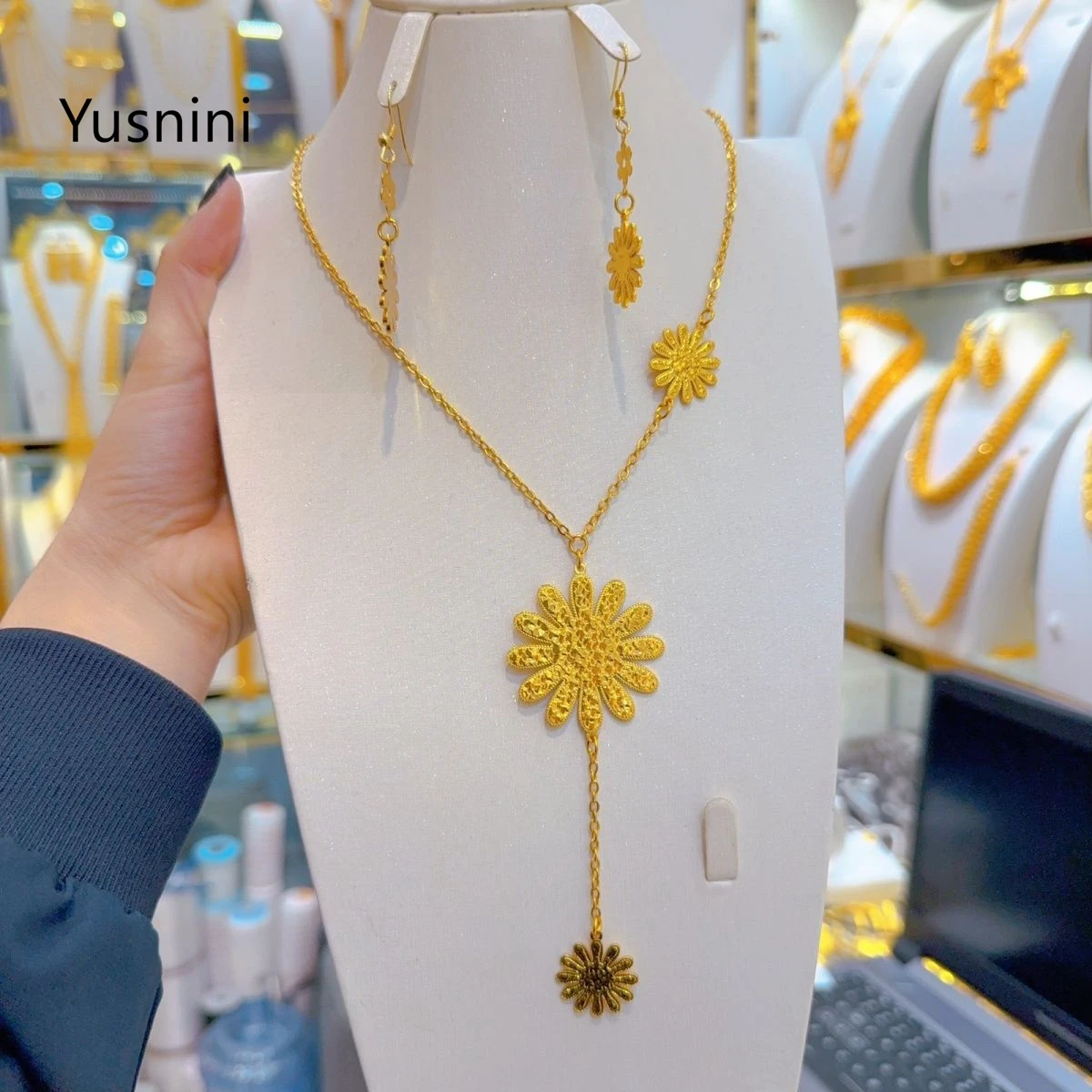 

New French Dubai Fashion High end 24K Gold Plated Necklace Earrings Exquisite Wedding Engagement Party Jewelry Set for Lovers 88