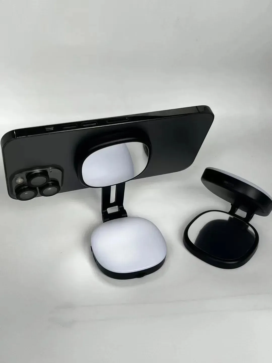 Lampe Pour IPhone Magsafe K&F CONCEPT Magnetic Selfie Lamp With Mirror, 900mAh Mobile Phone Ring Lampe Selfie Rechargeable 900mAh