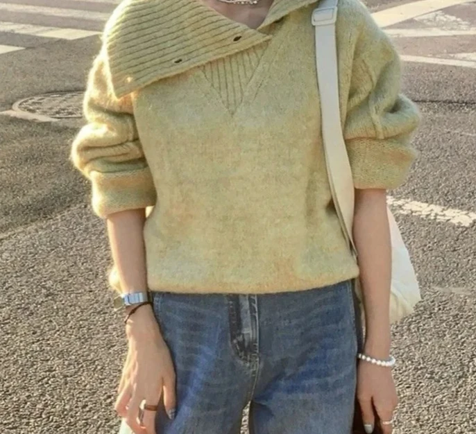 Frisches Ankunfts-Top-Shirt, stilvoller, modischer Strickpullover mit Kragen für Damen, neues Design, Sensation, elegante Herbstsaison