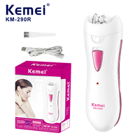 Kemei KM-290R Electric Epilator for Women Armpit Legs Bikini Sensitive Area Hair Remover Body Hair Trimmer Lady USB Rechargeable