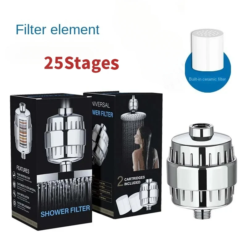 25 Stages Shower Water Filter Combination set to Remove Chlorine Fluoride Heavy Metals Filtered Soften Water for Shower Head