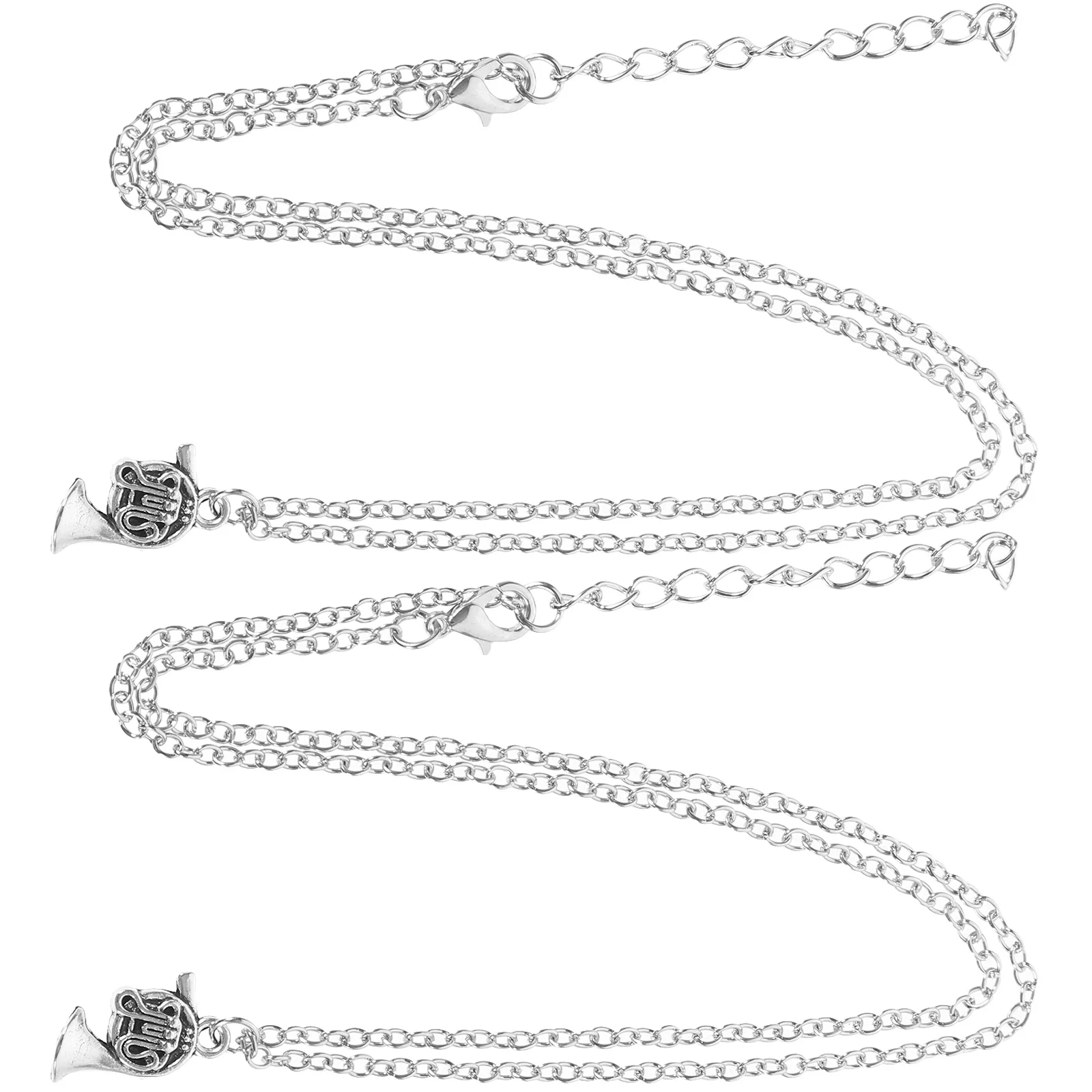 

2Pcs Trendy Necklace Women Men Music French Horn Pendant Necklace Lightweight Comfortable Metal Accessory Music Lover Jewelry