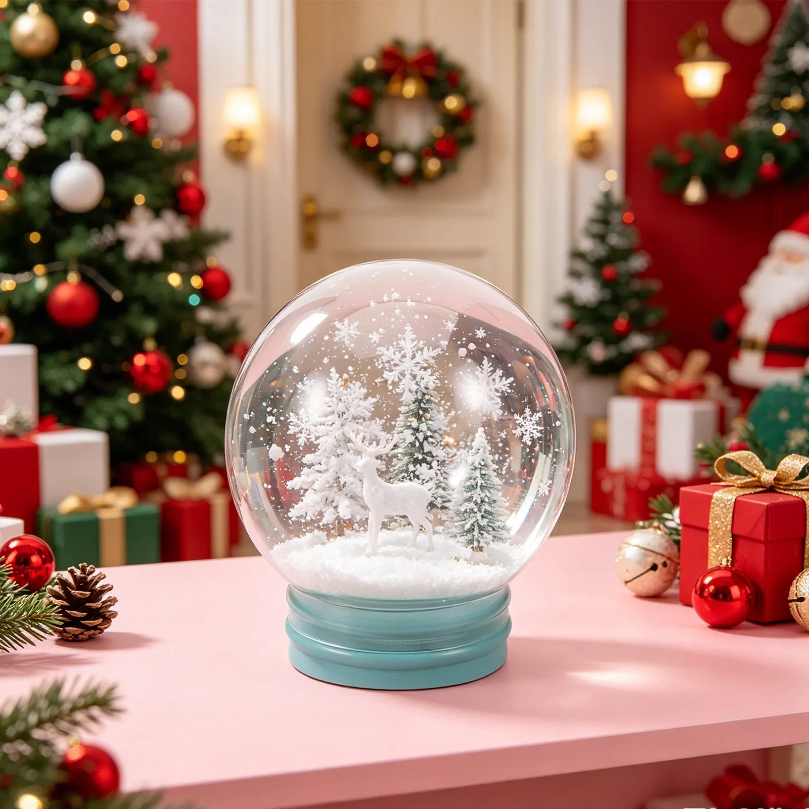 DIY Snow Globe 7 Inch Clear Refillable Glass Water Globe Rubber Base Empty Jar for Classroom Crafts Christmas Decor Flower Photo