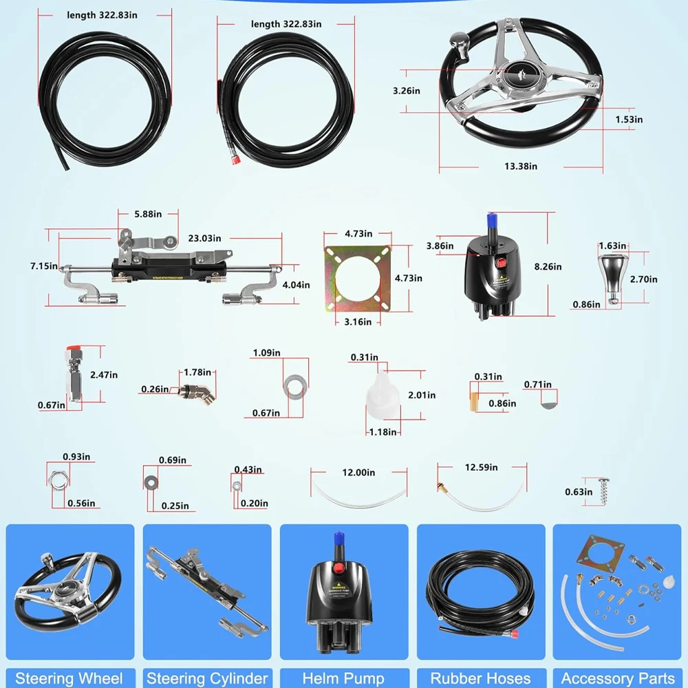 

Комплект гидравлической системы рулевого управления для лодок мощностью 350 л.с. с прочным рулевым колесом из алюминиевого сплава и гидравлическим рулевым цилиндром