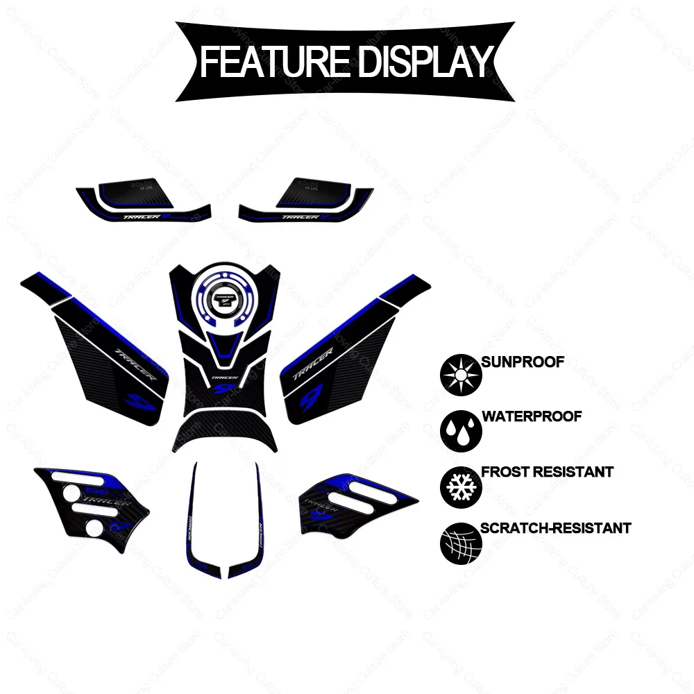 For Tracer 9 GT + Plus Motorcycle Accessories Waterproof Protective Tank Pad Sticker Kit 3D Epoxy Resin Protective Sticker