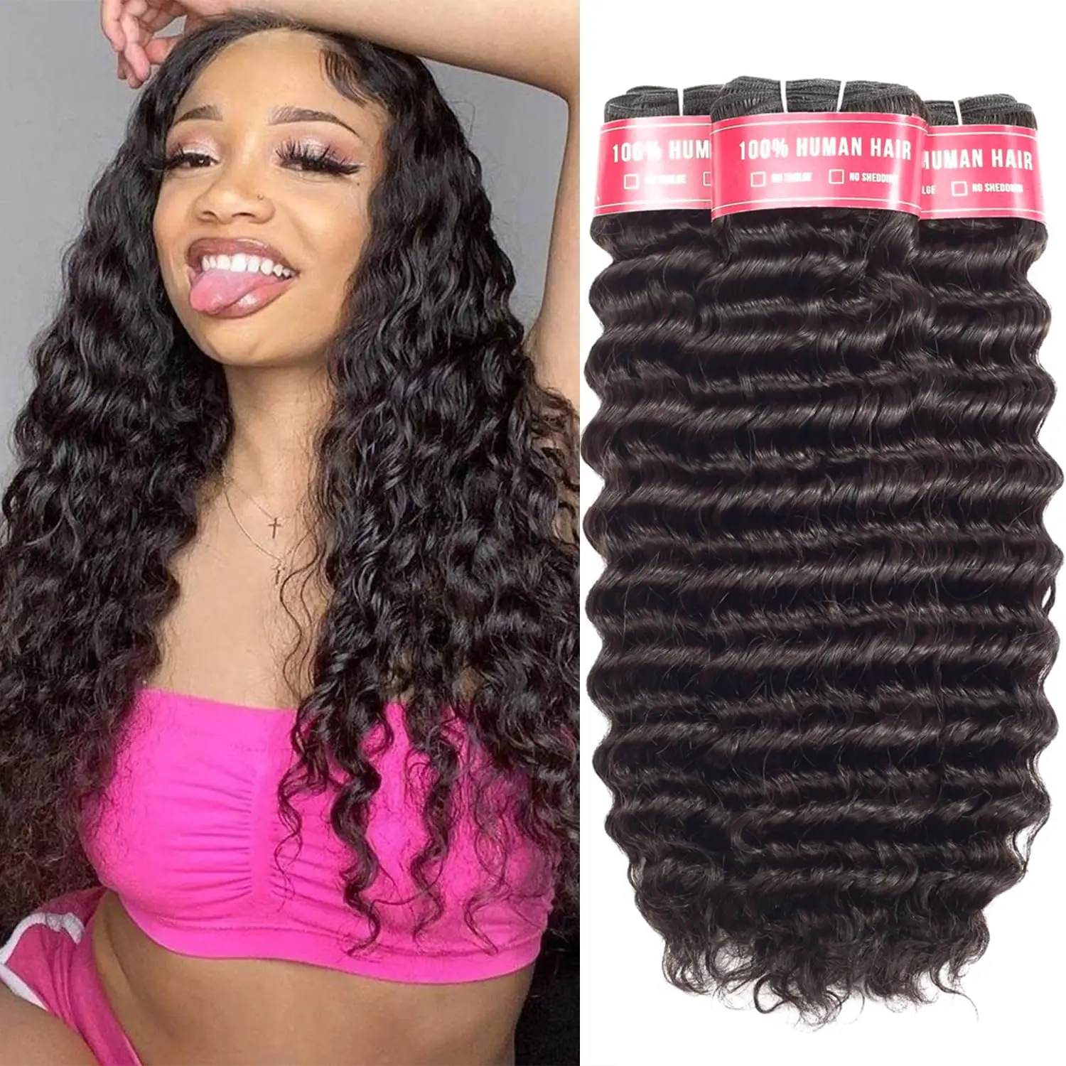 10A Brazilian Water Wave Human Hair Bundles (20 22 24 Inch) 100% Unprocessed Human Hair 3 Bundles Water Wave Hair