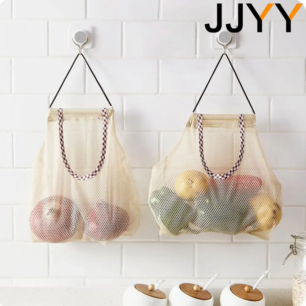 JJYY New Home Furnishing Hollow Breathable Hanging of Fruit and Vegetable Garlic Onion Hanging Kitchen Organize Storage Bag