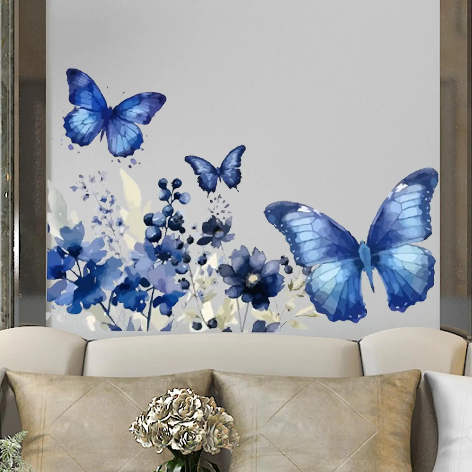 Wall Decal Living Room Peel Stick Wall Posters Blue Butterfly Wall Stickers