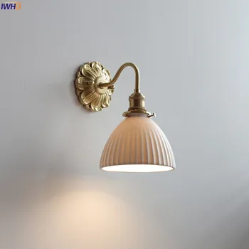 IWHD Lampade da parete moderne a LED nordiche Sconce Paralume in ceramica di rame Soggiorno Specchio da bagno Luce Applique Murale Luminaria