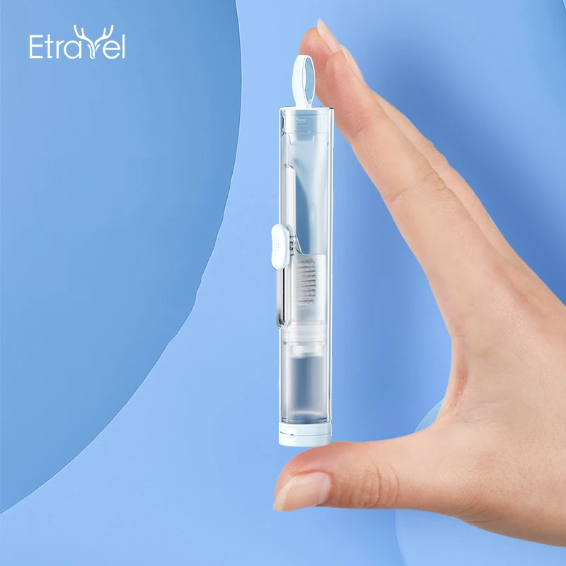 STLF New Design 2 in 1  Portable  Essential Travel Toothbrush Set with Toothpaste Inside