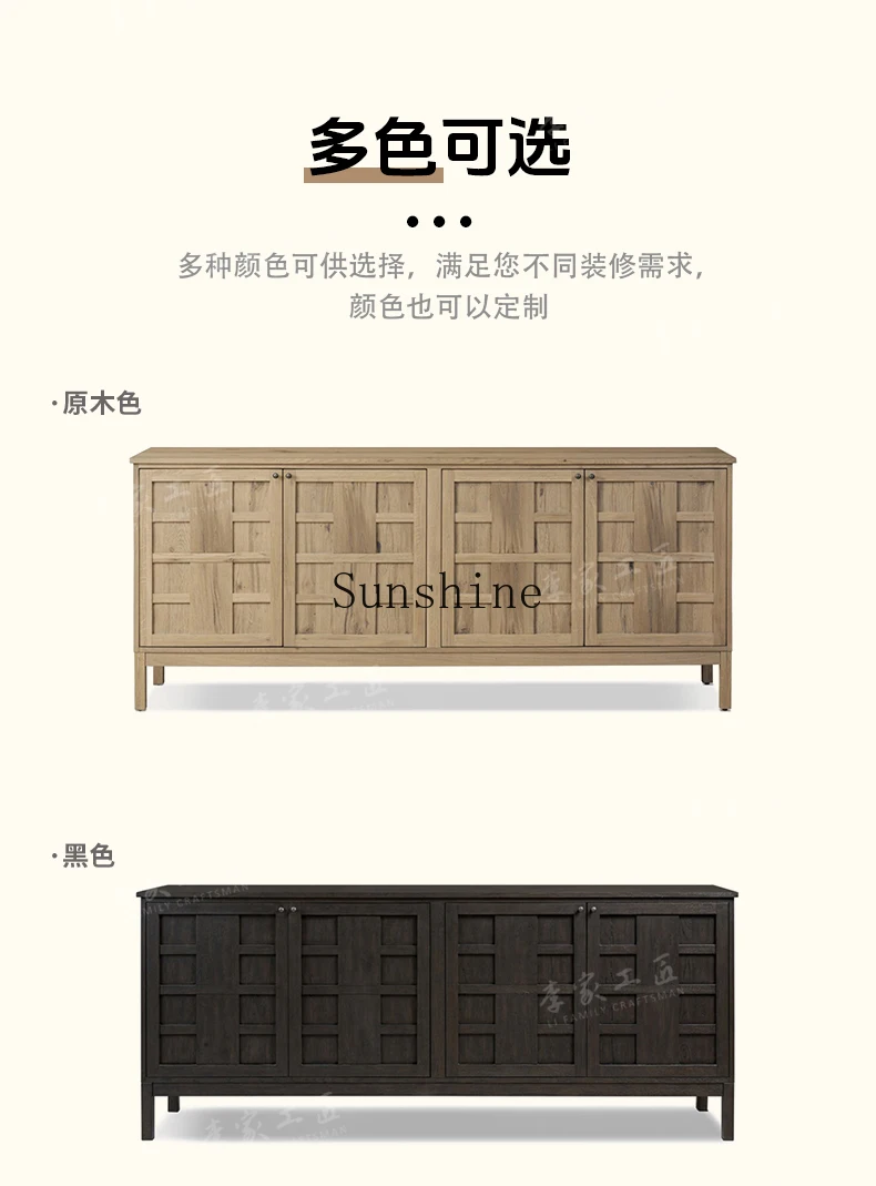 French rural solid wood dining side cabinet small apartment storage, retro, storage decoration