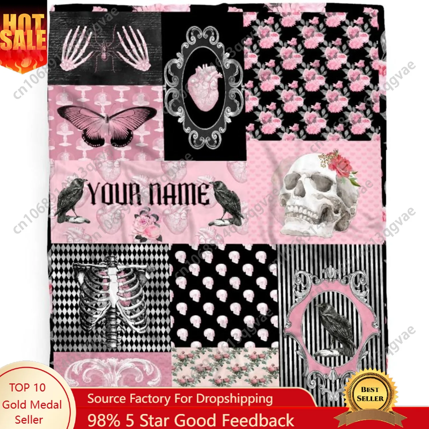 

Gothic Collage Rose Skull Butterfly Skeleton Retro Ulta Soft Fleece Flannel Blankets Birthday Throw Blanket Bedding Outdoor Cove