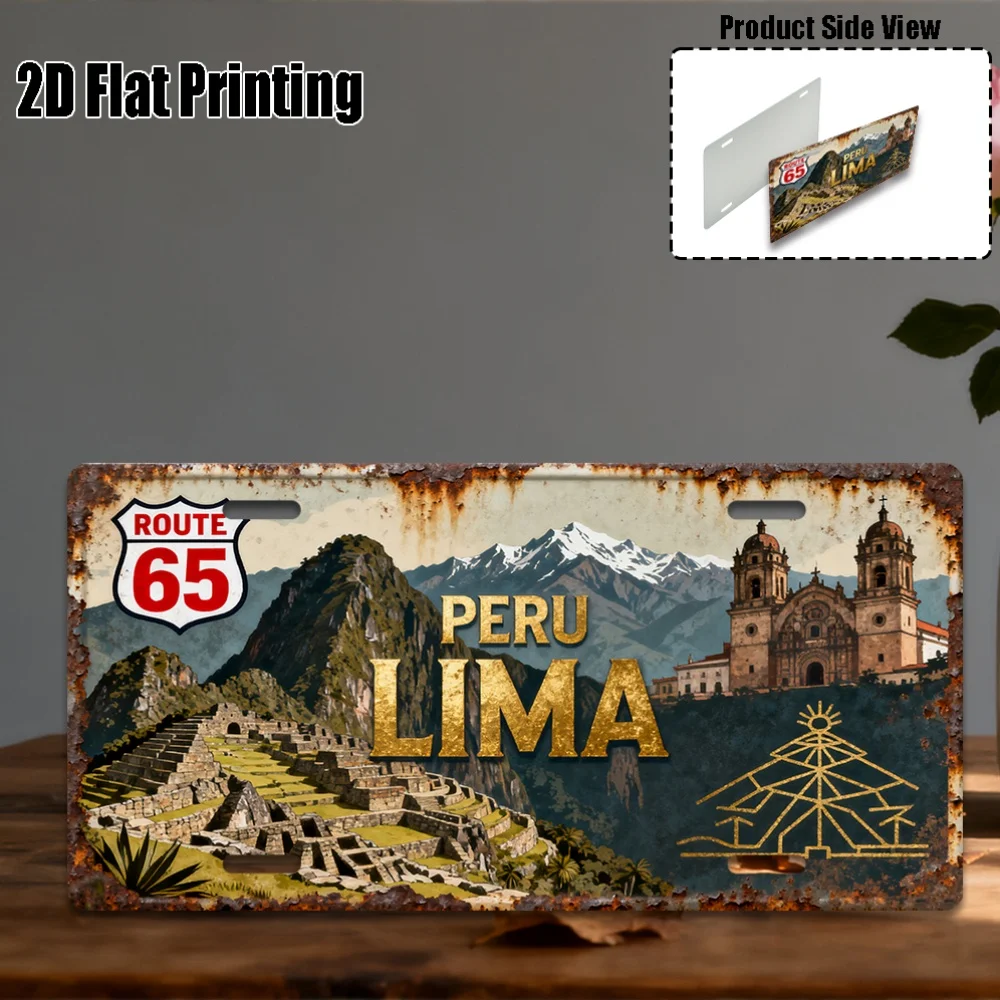 2D Flat 1pc Vintage Sign, Outdoor Plaque & Wall Decor, Lima Sign, Peruvian Heritage Style Decoration, Retro South American Decor