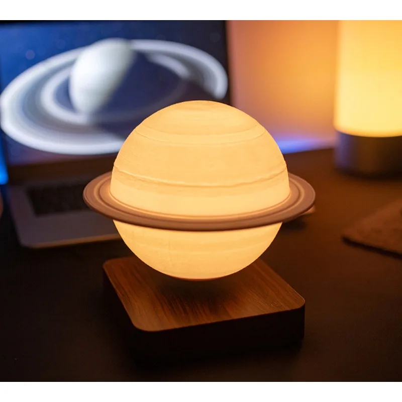 

Black Technology Creative Maglev Saturn Light 18cm Bedroom Atmosphere Three-color Light Desktop Ornament Gift Female