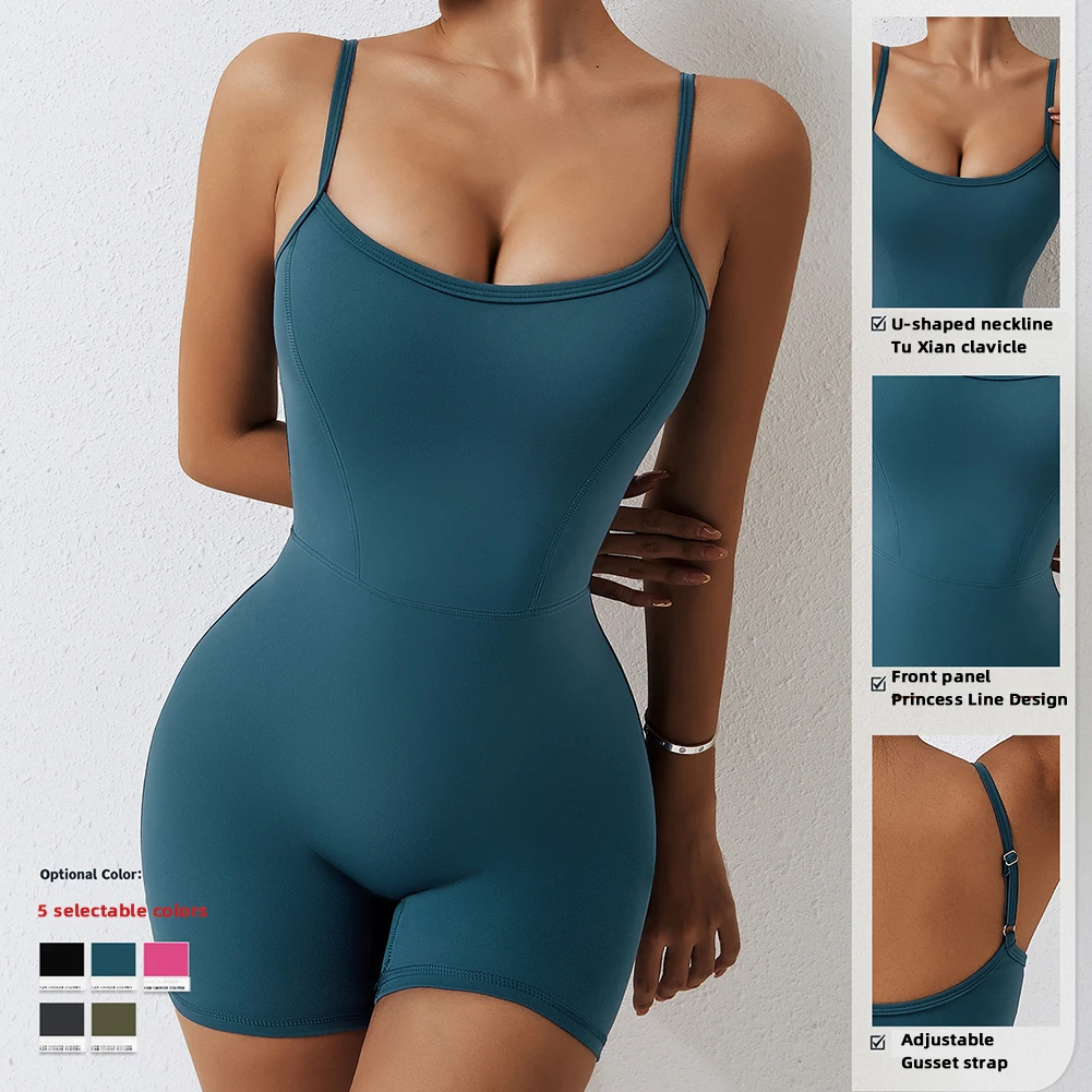 2023 Nylon Mistura Sportswear Alta Elástica Respirável Sportswear Nude-feeling Esporte Vestir Integrado Hip Lifting Yoga Macacão